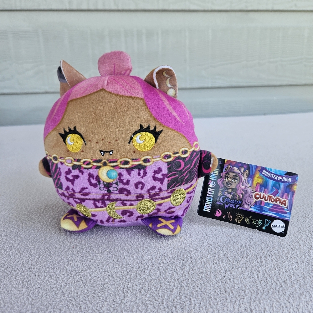 Monster High Cuutopia Clawdeen Wolf Plush 5" Squshie Mattel Purple